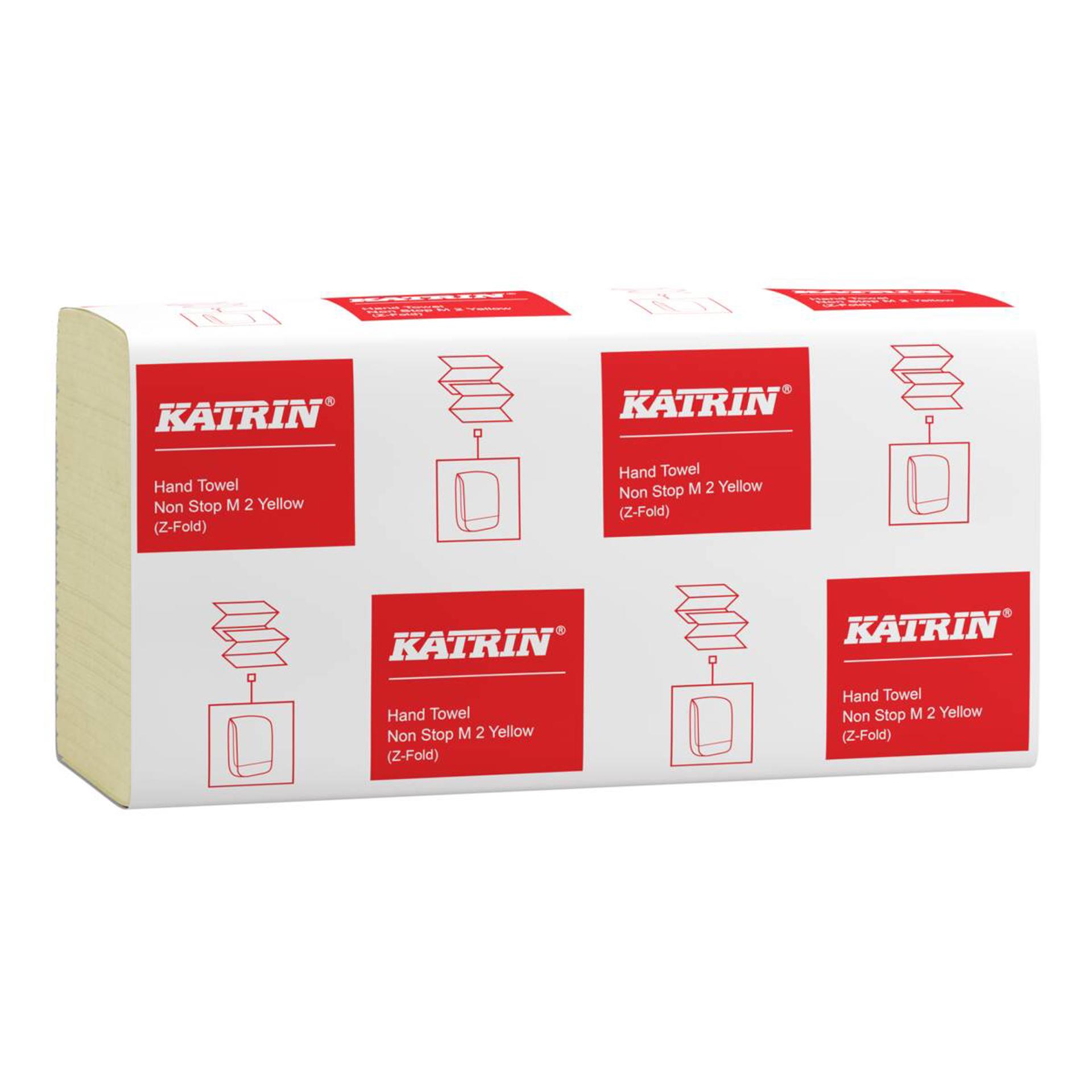 87242-Katrin Z-vikt Pappershandduk Non Stop M, 2-lagers, 135 ark, Gul, Handy Pack-1