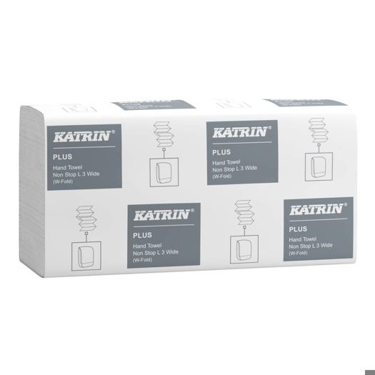 Katrin Plus Pappershandduk W-vikt Non-Stop L Bred 90 Ark 3-Lagers, Handy Pack