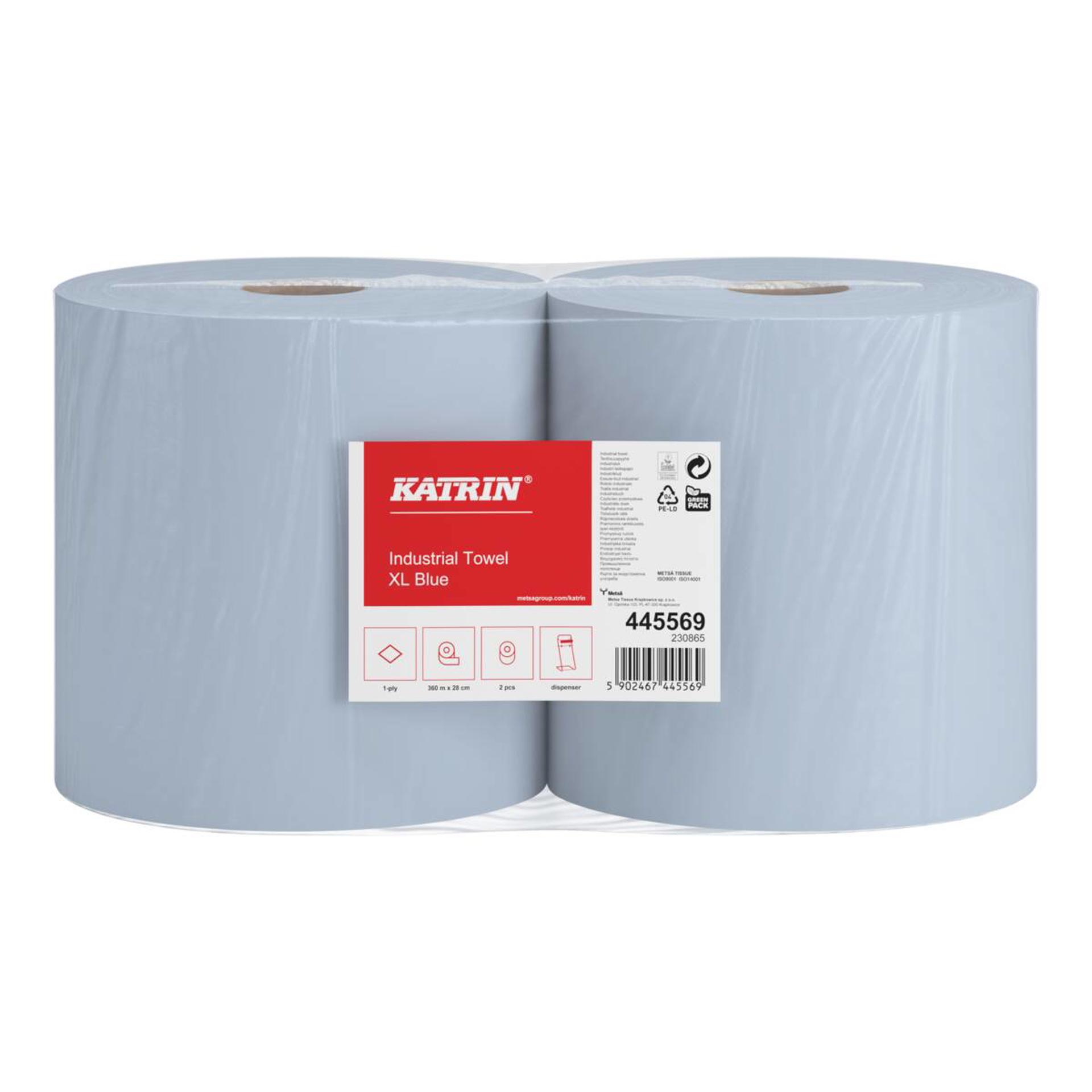 445569-Katrin Industrial Wipes Roll Extra Large 360 Metres 1-Ply, Blue-3