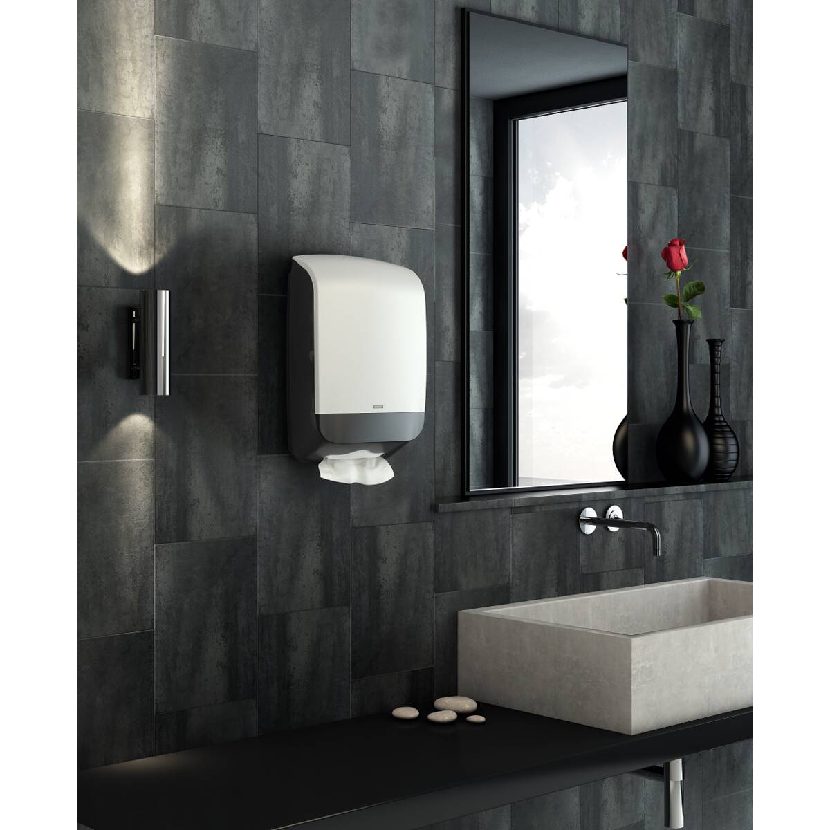 90182 Katrin Plastic Dispenser Mini For Narrow Paper Hand Towels Folded