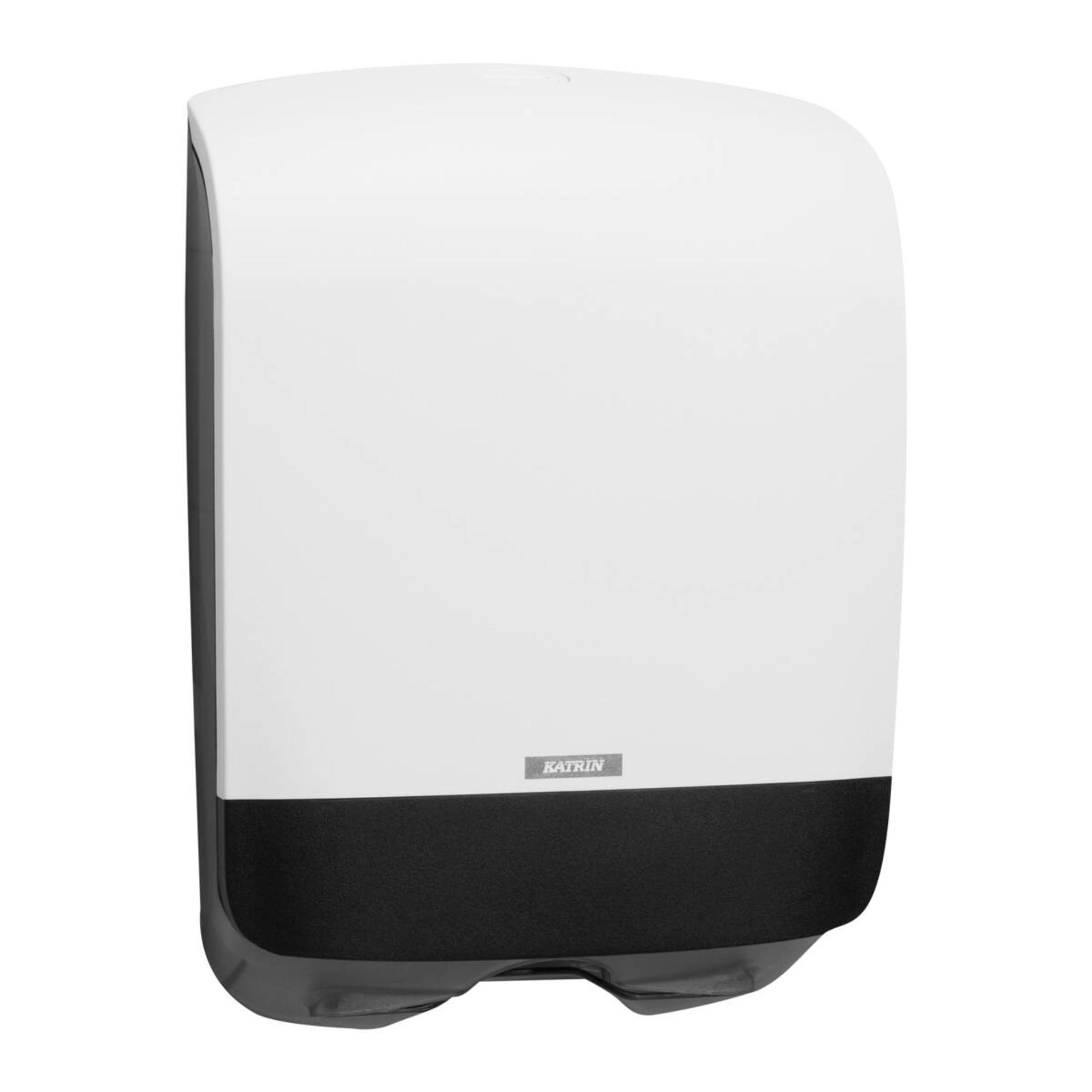 90182-Katrin Plastdispenser Mini för Pappershanddukar, Vit-1