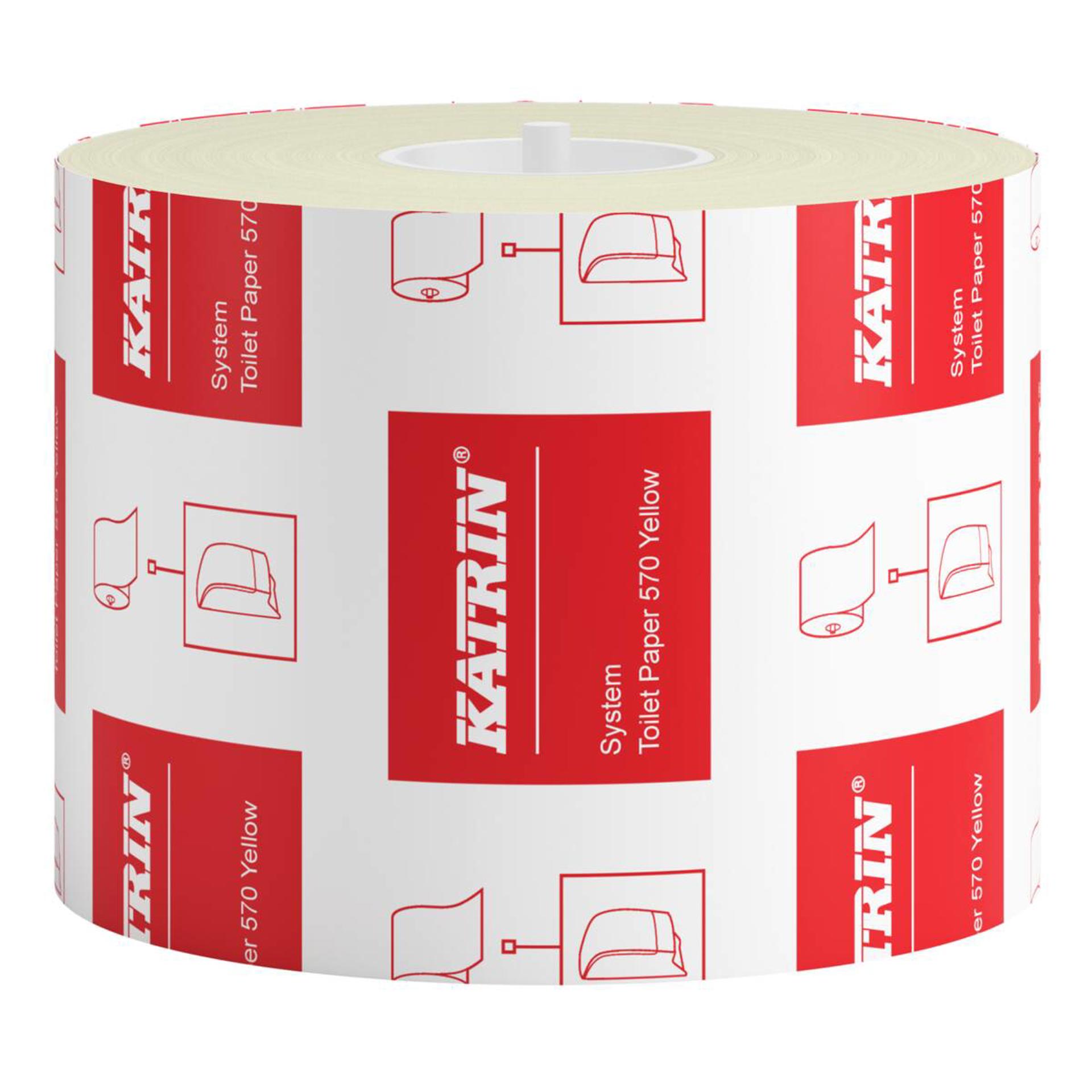 156104-Katrin Dispenser Toilet Paper Roll System 567 Sheets 2-Ply, Yellow-1