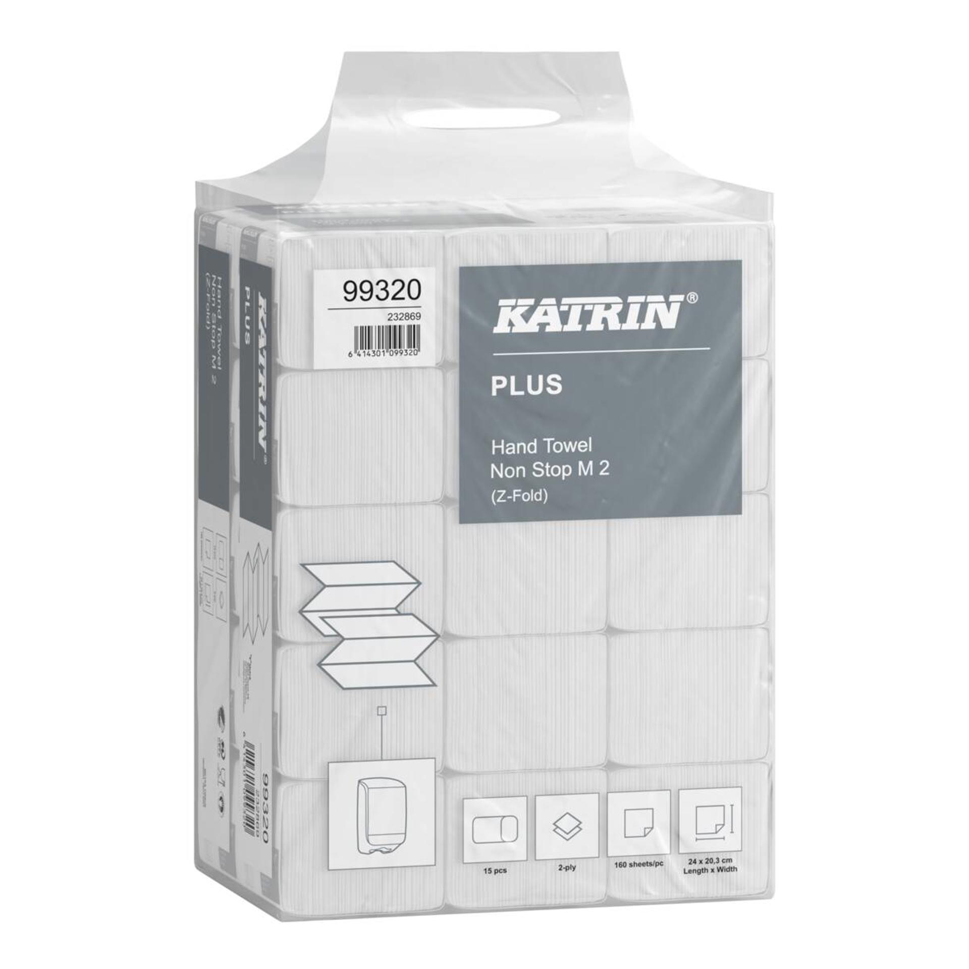 99320-Katrin Plus Z-Falz Falthandtücher Non-Stop Medium 160 Blatt 2-lagig, Handy Pack-3