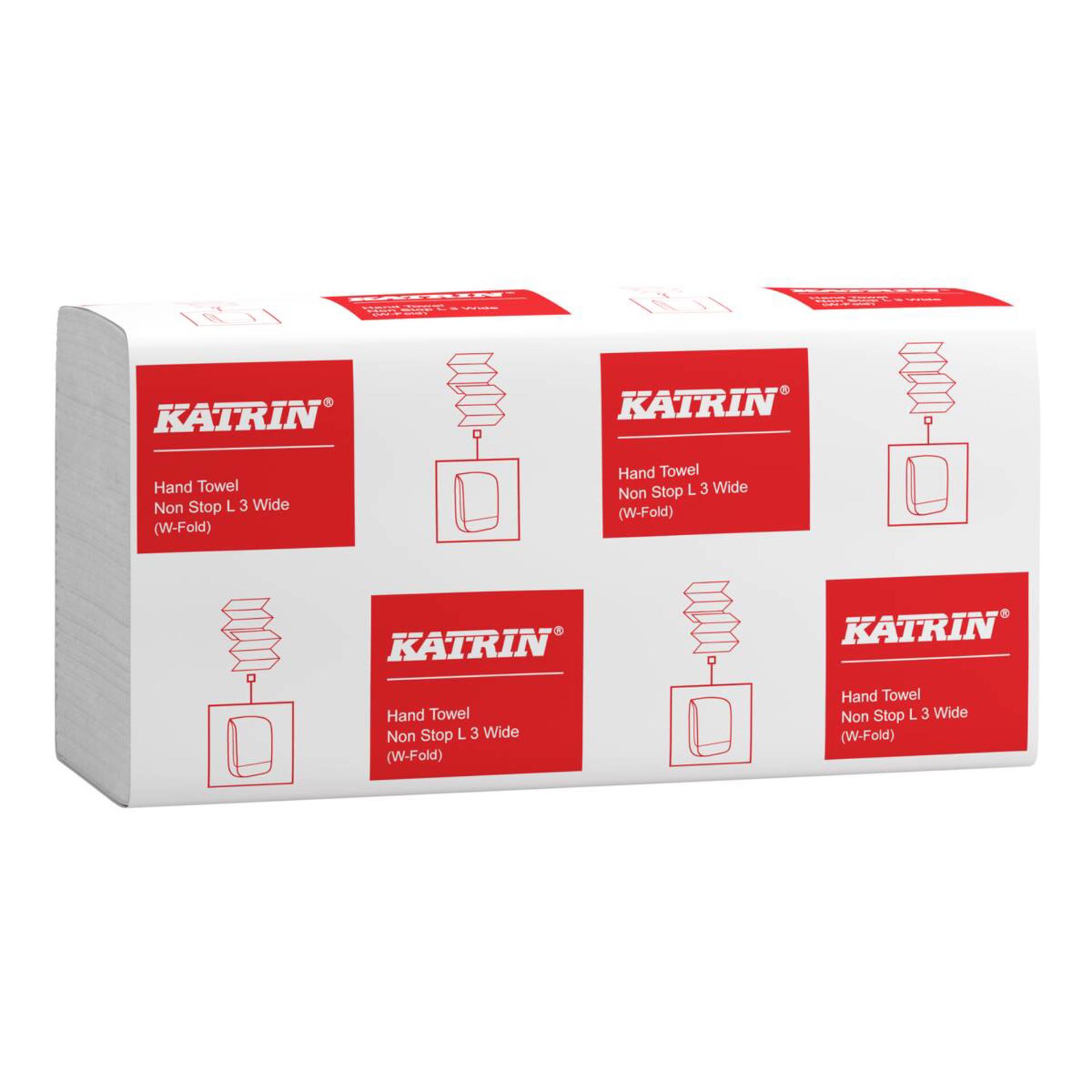 61556-Katrin W-fold Paper Towels Non-Stop Long Wide 90 Sheets 3-Ply, Handy Pack-1