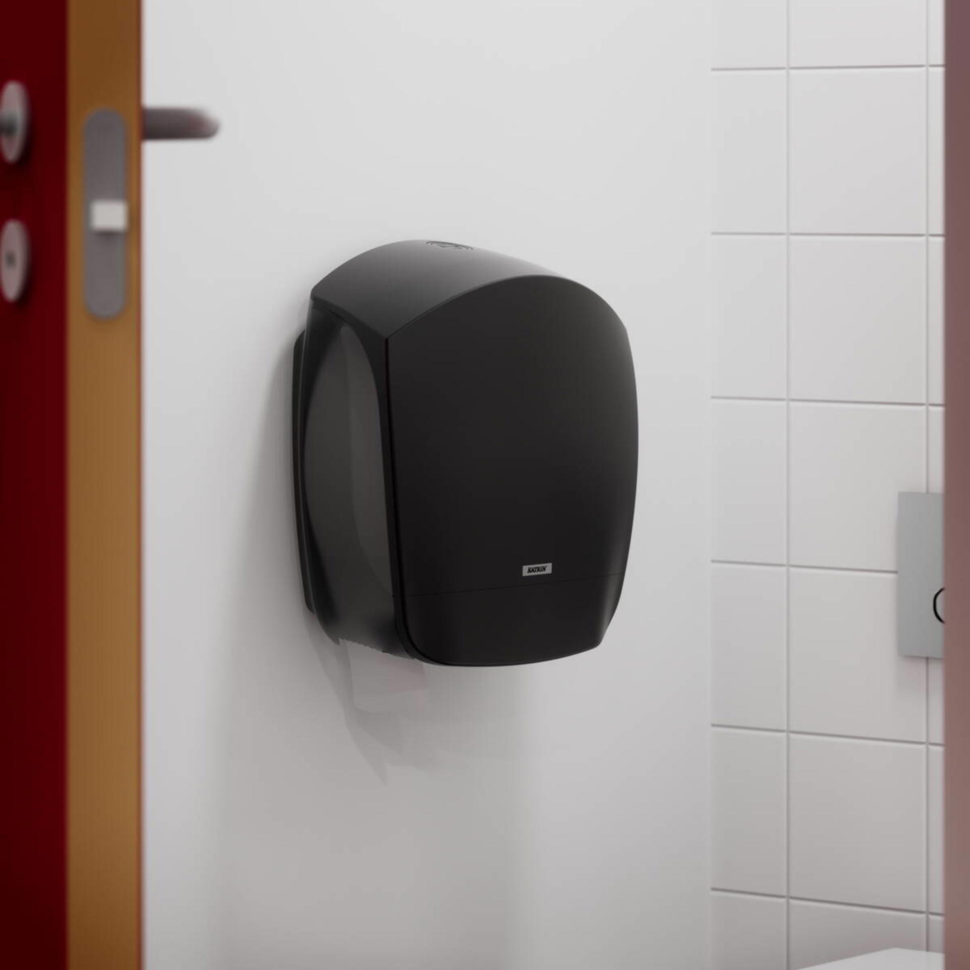 82155-Katrin Plastic Dispenser Small For Jumbo Toilet Paper Roll, Black-3