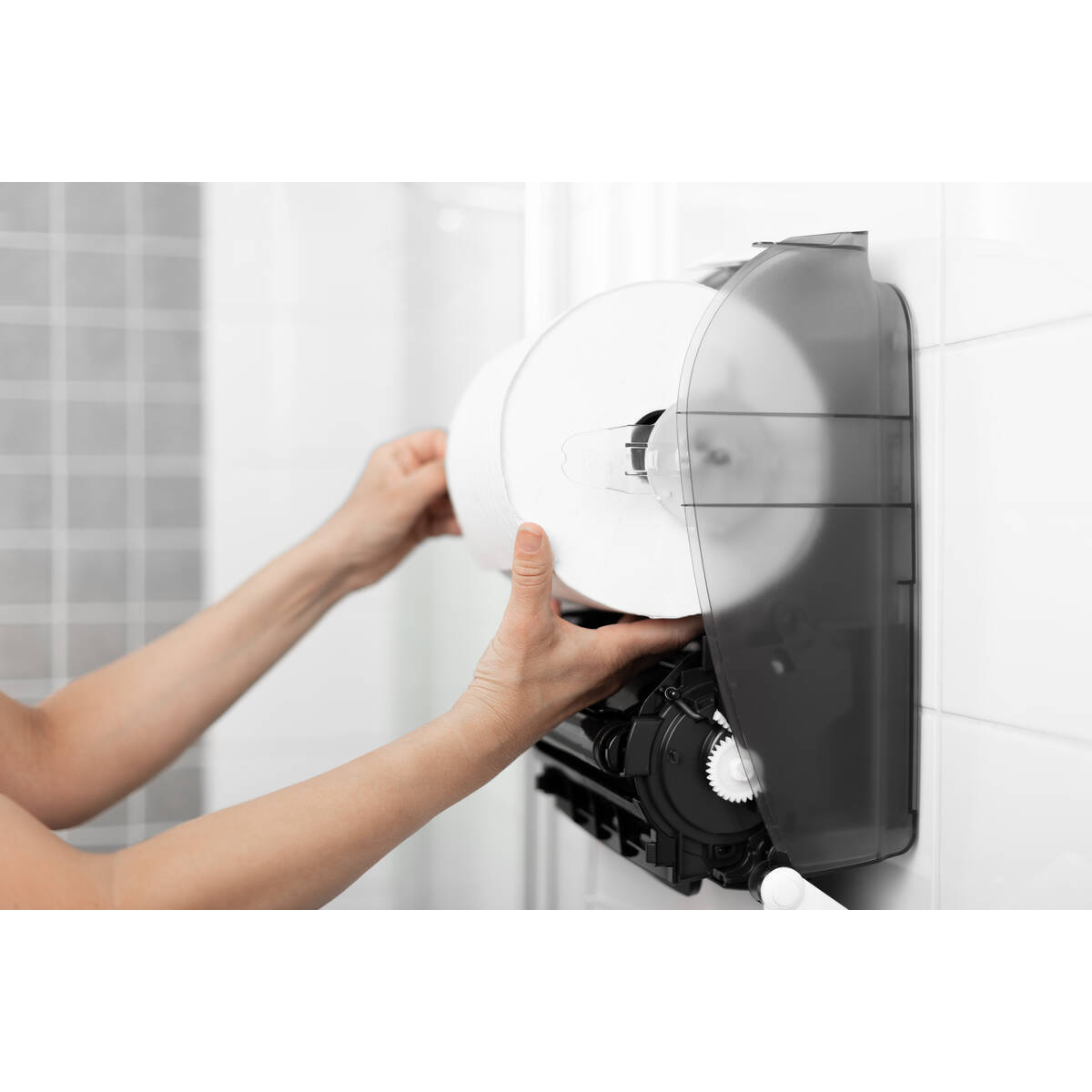 82094 Katrin Plastic Dispenser For System Paper Towel Roll, White