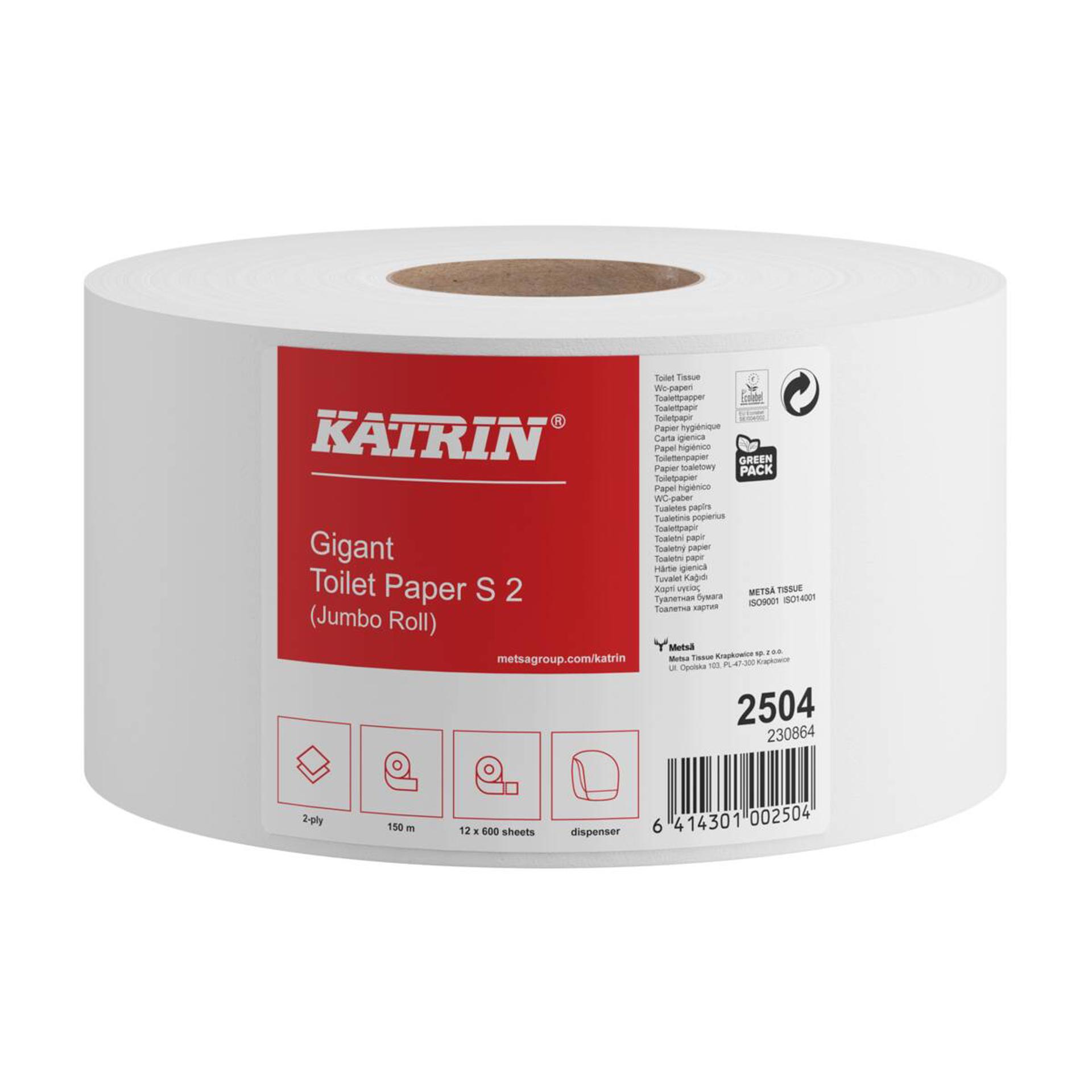 2504-Katrin Toalettpapper Jumbo S 150 Ark 2-Lagers-1