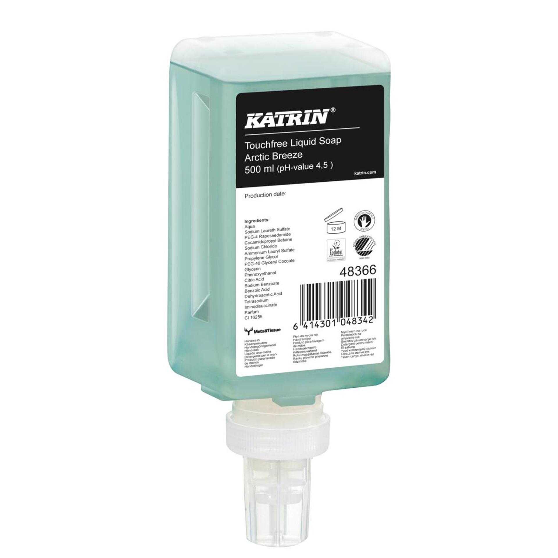 48366-Katrin Tekuté Mydlo pre bezdotykové dávkovače 500 ml, Arctic Breeze					