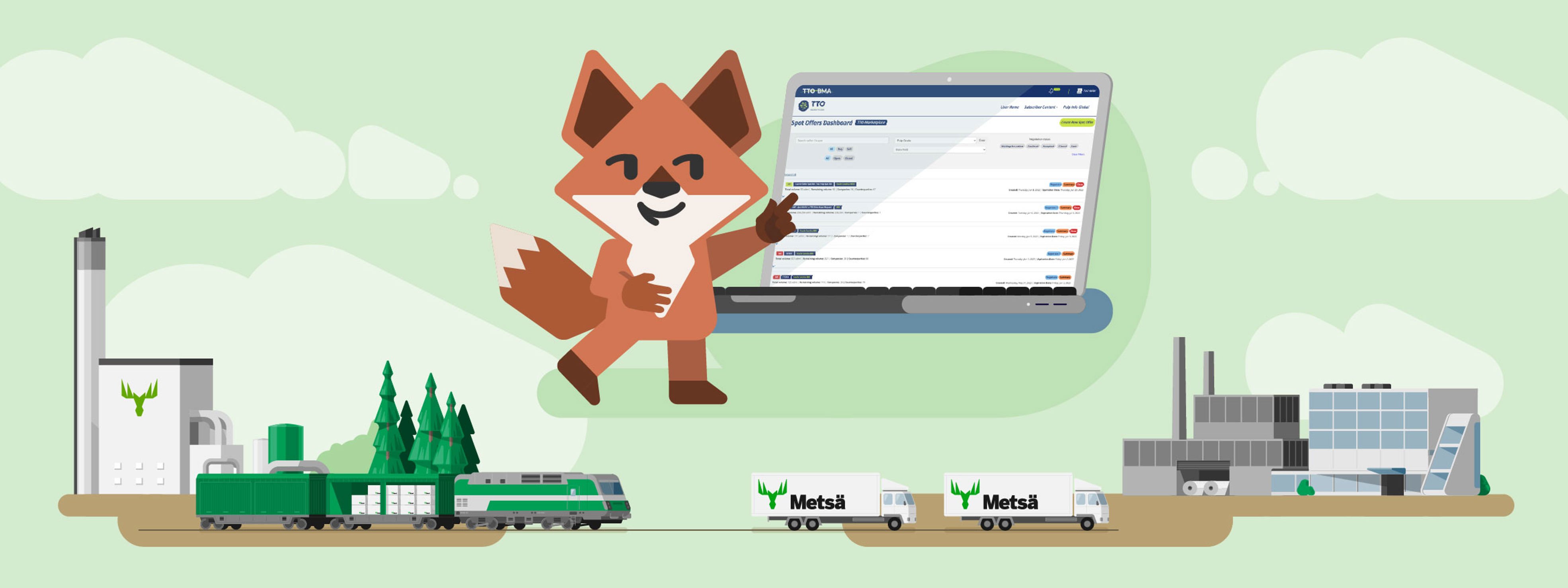 Pulp truck leaving mill