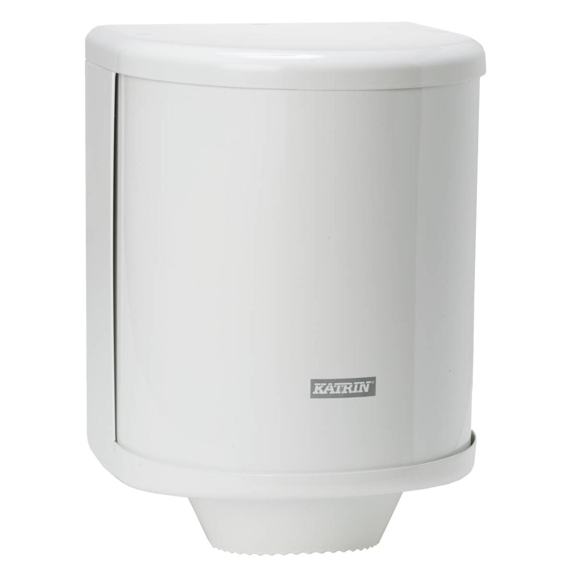 993124-Katrin Metal Dispenser Medium For Centrefeed Roll, White-1