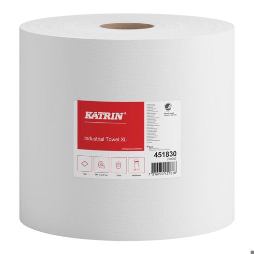Katrin Industritorkpapper Large 564 meter 1-Lagers, Natural White