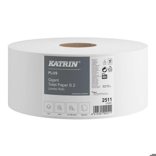 Katrin Plus Jumbo Toilet Paper Roll Small 100 Meters 2-Ply