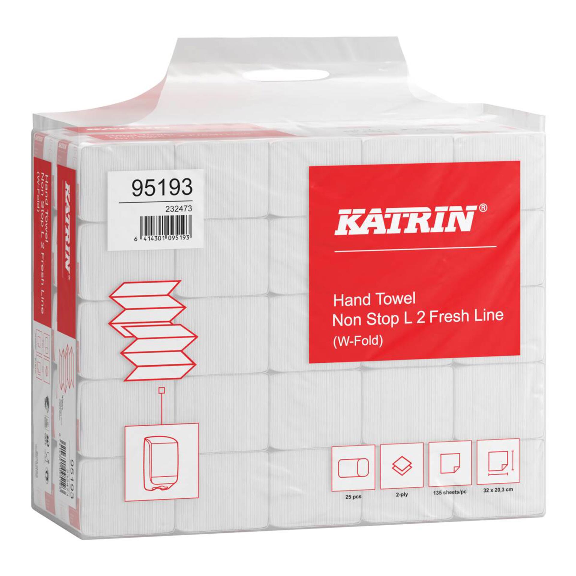 95193-Katrin W-fold Paper Towels Non-Stop Long 135 Sheets 2-Ply, Handy Pack-3