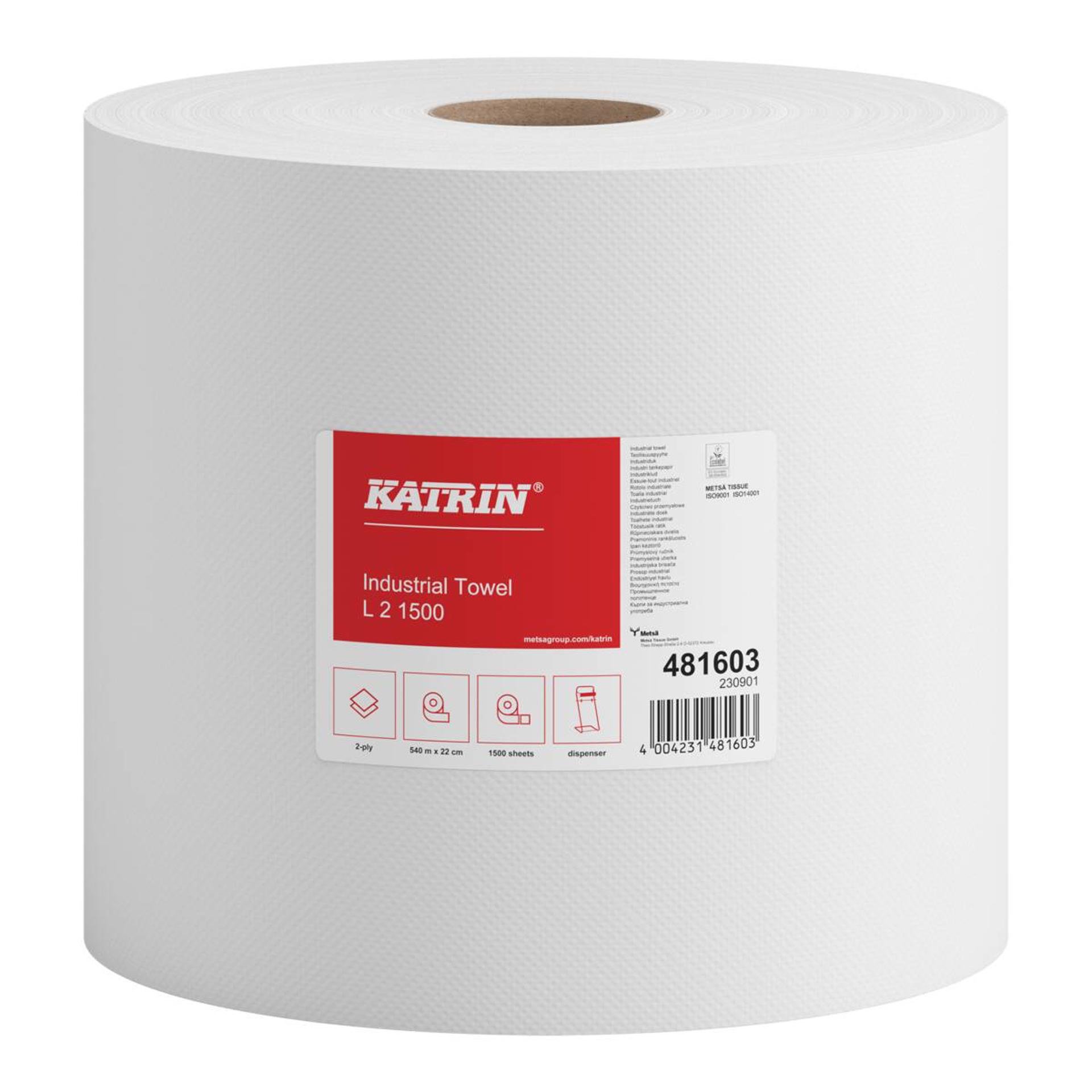 481603-Katrin ręcznik papierowy przemysłowy w rolce 1500 listków, 2-warstwowy-1