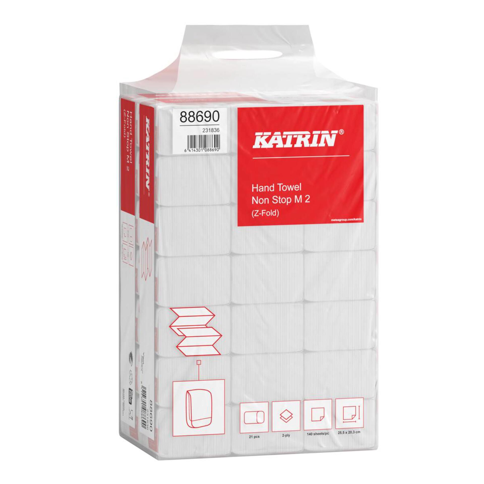 88690-Katrin Z-fold ręczniki papierowe Non-Stop Medium 140 listków, 2-warstwowy, Handy Pack-3