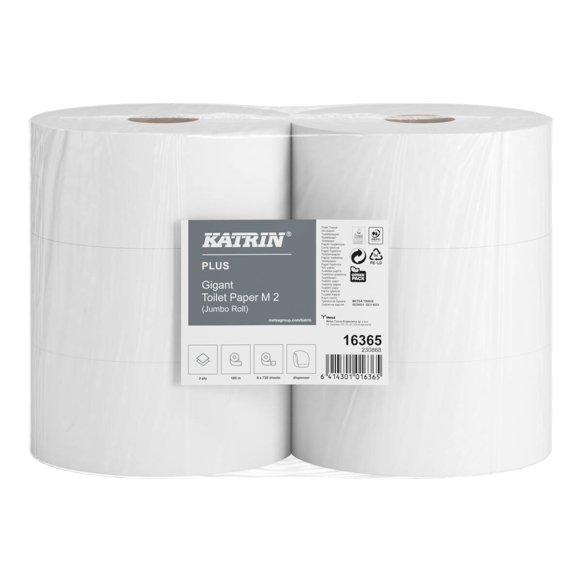 16365 Katrin Plus Jumbo Toilet Paper Roll Medium 180 Metres