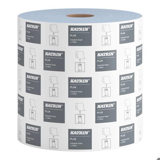 Katrin Plus Industrial Wipes Roll Large 930 Sheets 2-Ply, Blue