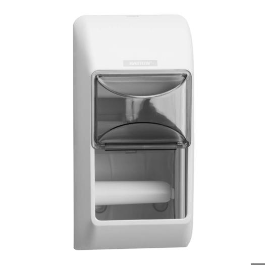 Katrin Plastic Dispenser For 2 Toilet Paper Rolls, White