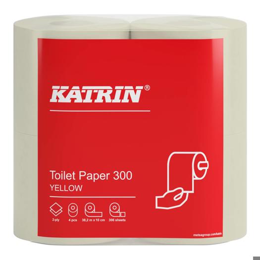 Katrin Toilet Paper Roll 300 Sheets 2-Ply, Yellow