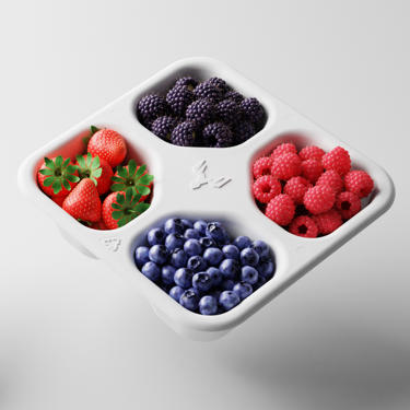 Berries in 3D fibre packaging 