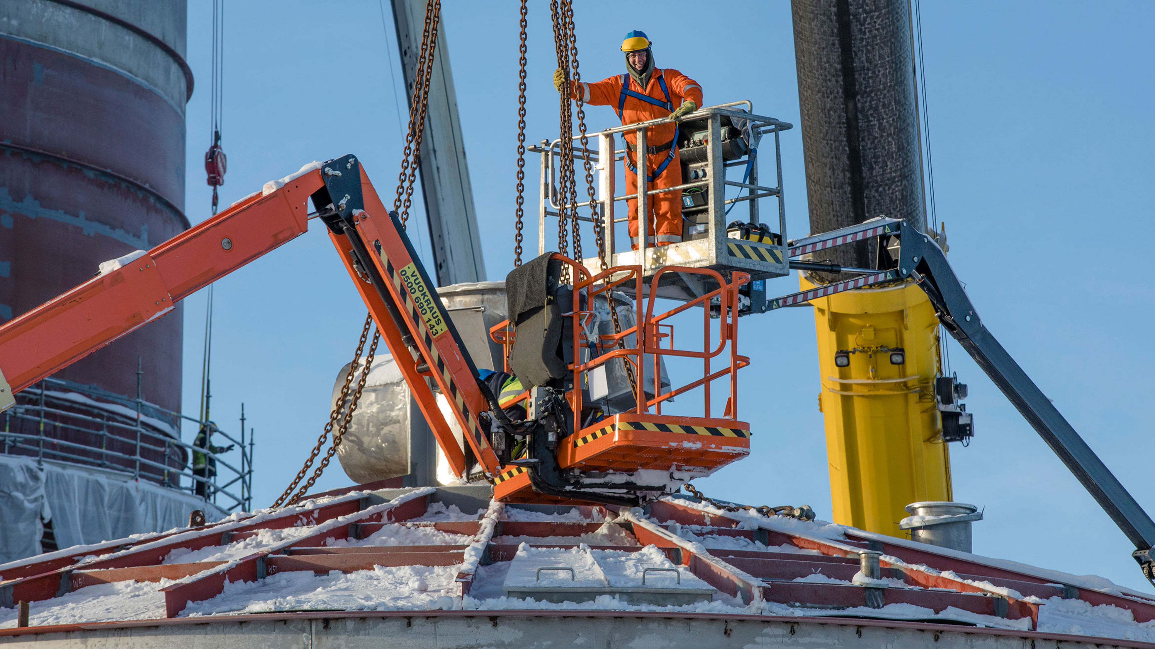 Worker on a crane