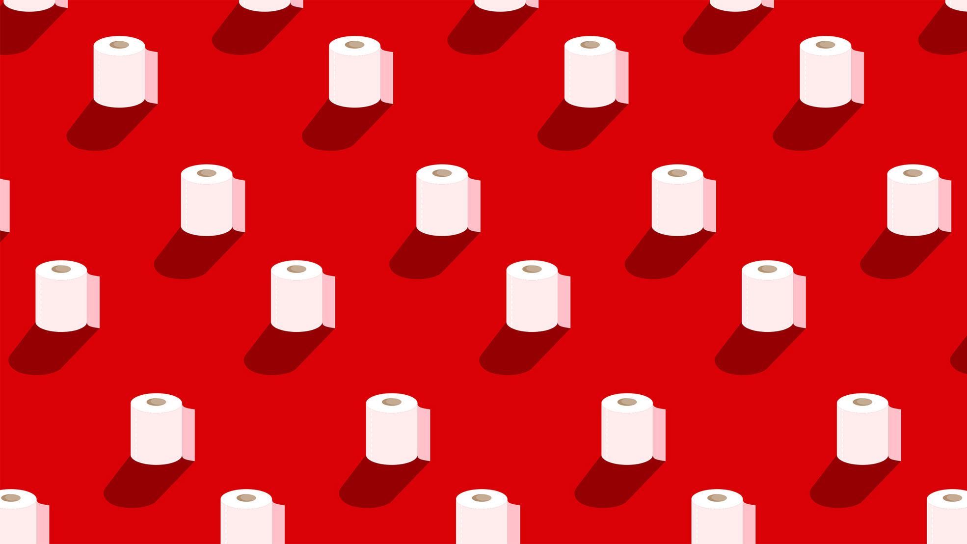 Toilet paper rolls on red background