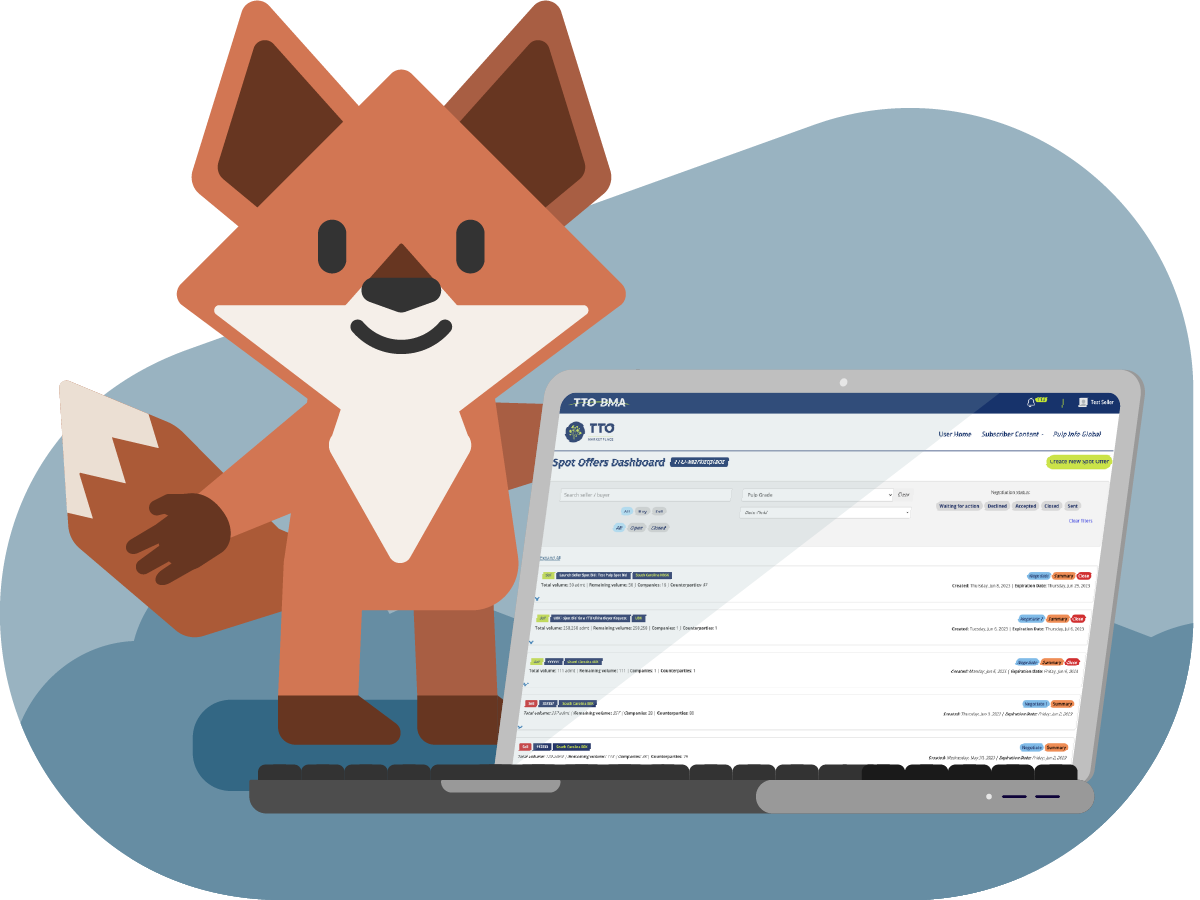 Illustrated fox and laptop screen