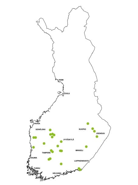 Kartta Yhteismetsä Forestian alueista