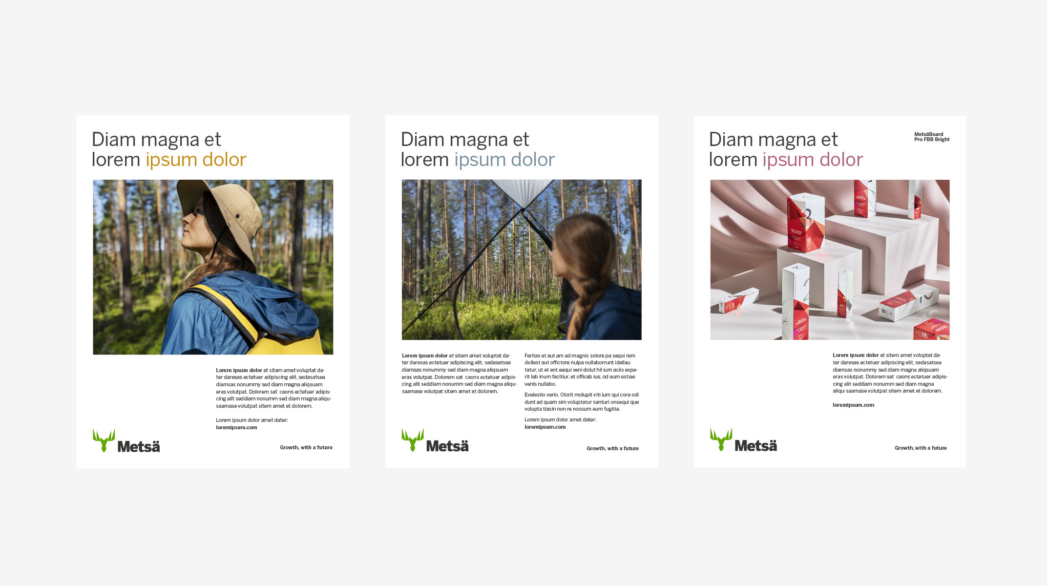 A selection layouts with different amount of content.