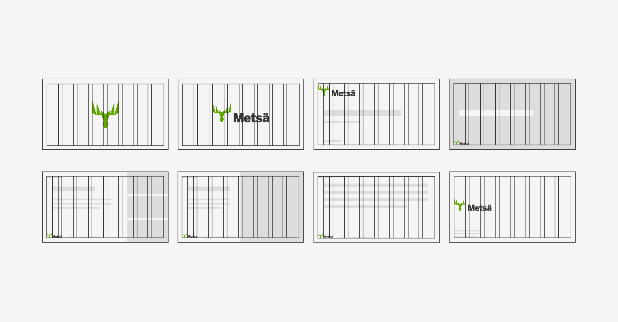 A selection of different presentation slide layout templates.