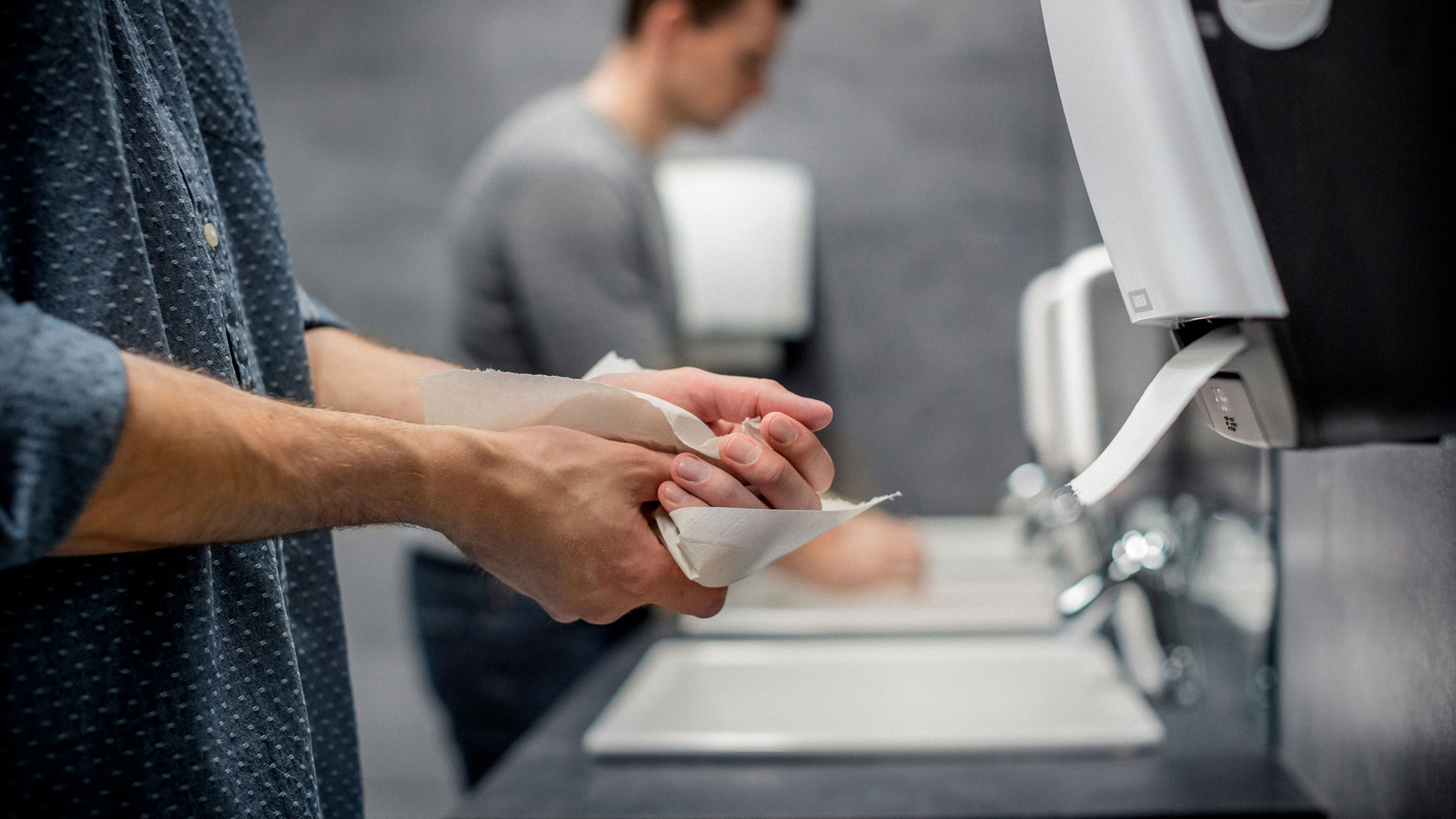 Drying hand with handtowel