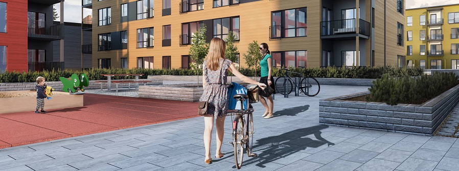 Four new wooden apartment buildings constructed with Kerto LVL elements