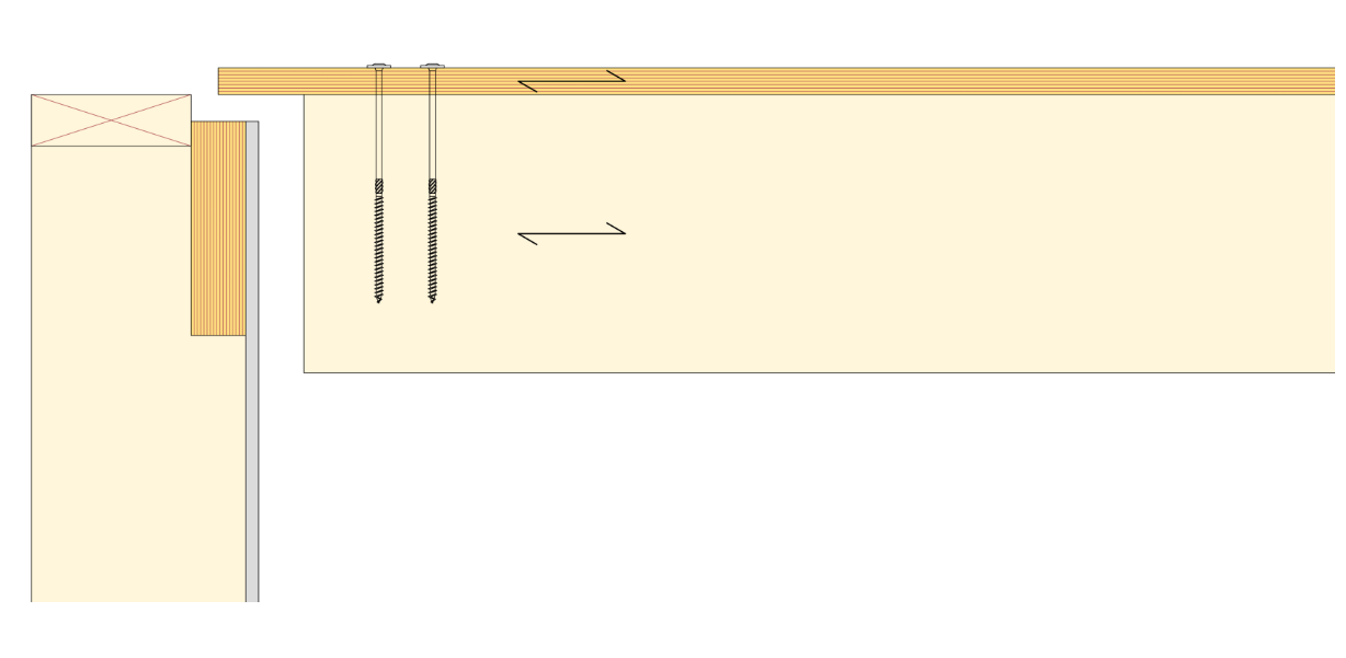 In the top-plate connection, the floor element is supported on the wall element.  