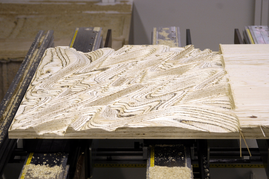 Kerto LVL Qpanels for wooden interior design in One Main office