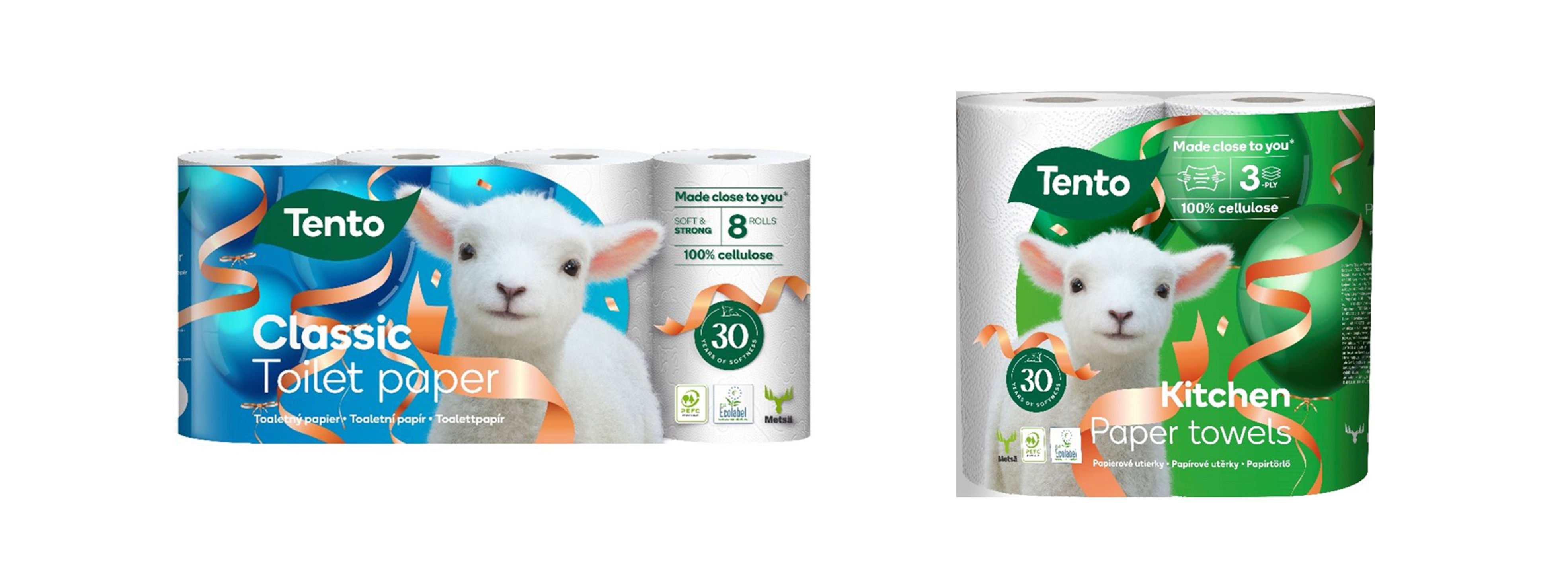 Tento tissue paper packages